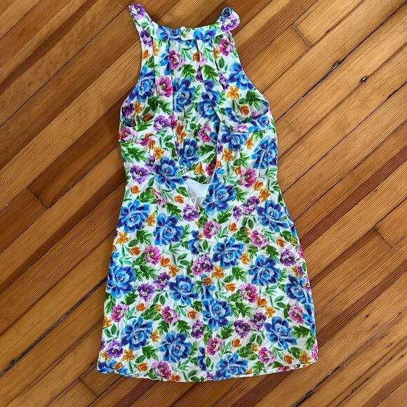 For Love & Lemons Lucy Mini Dress Bright Floral Print Size M - Picture 3 of 6